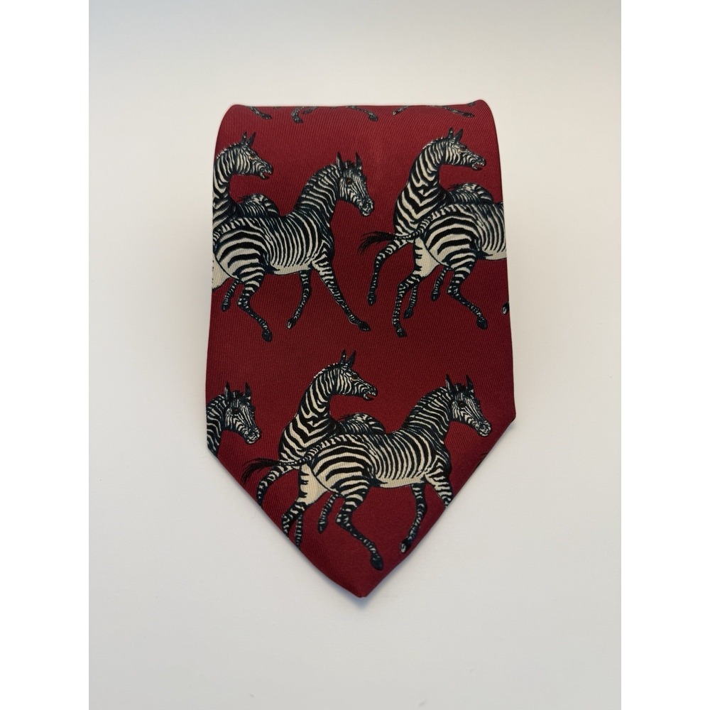 Vintage Robert Talbott Studio Men's Silk Tie Hand Sewn USA 59" Wine Zebra